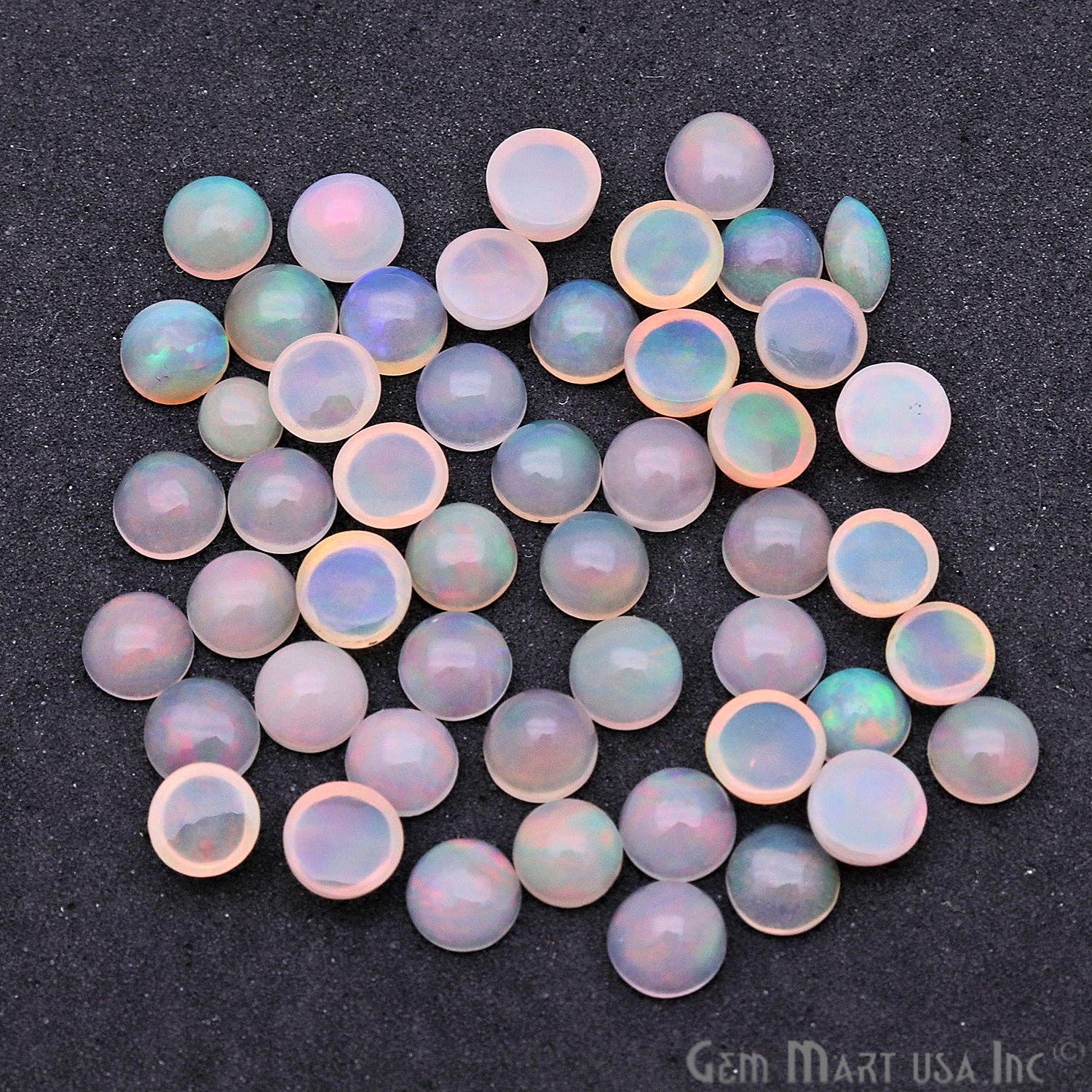 GemMartUSA - Venta al por mayor Piedras/cristales espirituales - Gema suelta de cabujón redondo de ópalo etíope natural, 4 mm, 10 unidades1