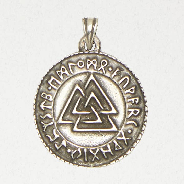 Norse Pewter Pendant Necklace – Valknut Knot for wholesale by Nirvana LLC