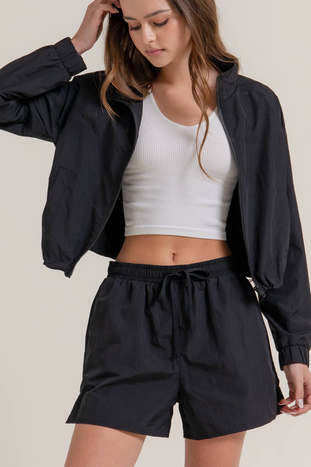 Active Basic | Active USA - Wholesale Athletic Shorts - Women's - Anorak Fabric Side Slit Workout Shorts19