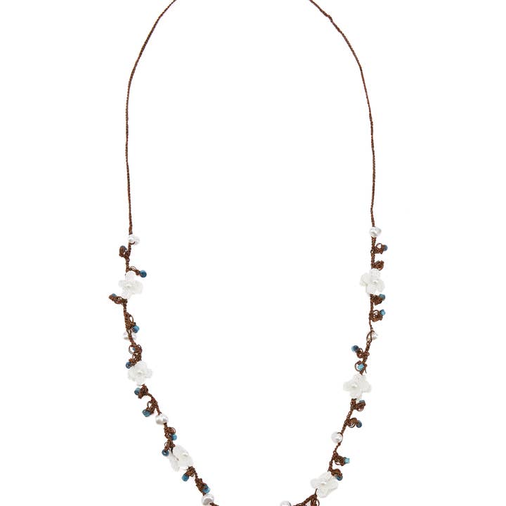 Pearly Blossom Necklace / Handmade Necklace, Long Necklace for wholesale by Secret Language