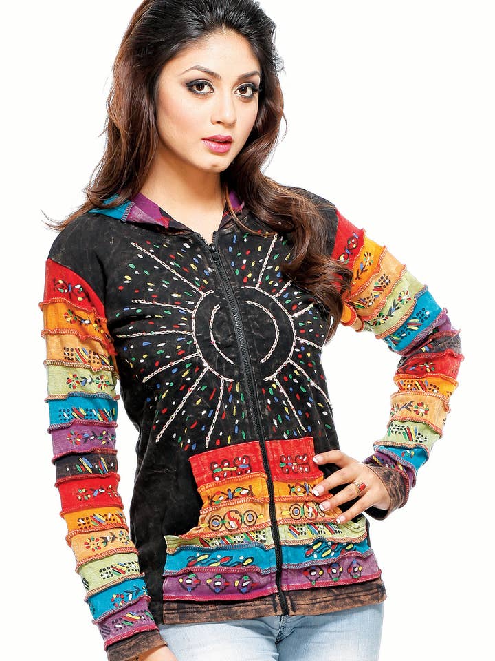 Bomullsbroderi Solrosjacka MM206 för wholesale av Kamana