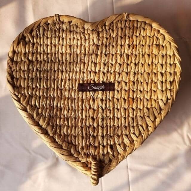 Saanjh Kauna Wicker Handwoven Heart In A Box for wholesale by Saanjh