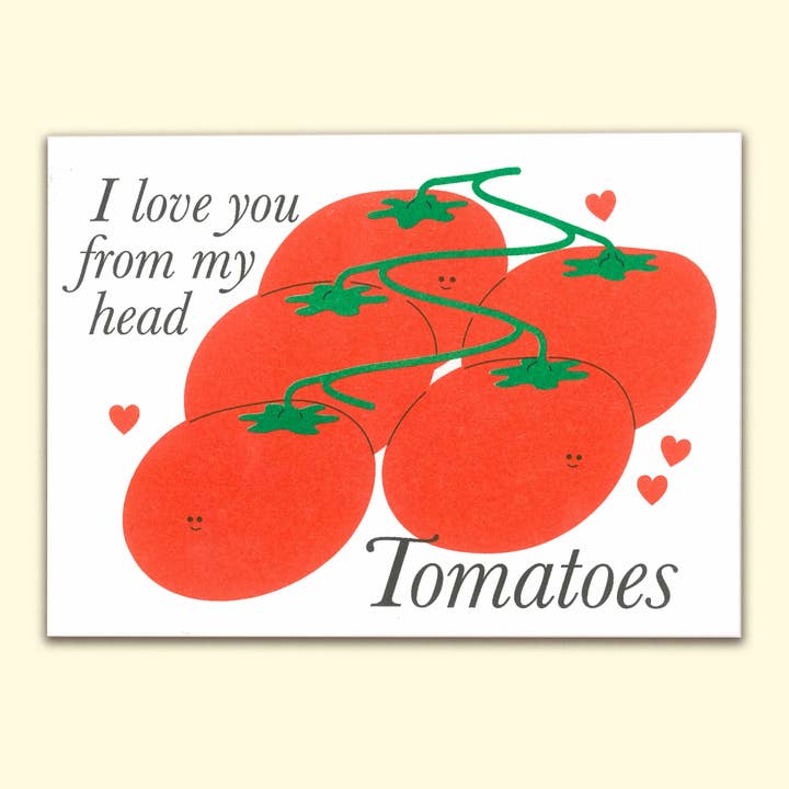 Grußkarte mit Kopftomaten für den Großhandel von Sarah Cliff