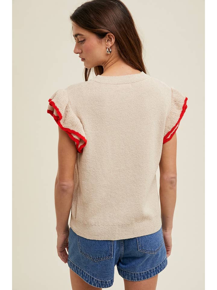 Wishlist Apparel - Wholesale Knit Sweater - Women's - DOUBLE LAYERED RUFFLE SWEATER TOP / WL25-102287