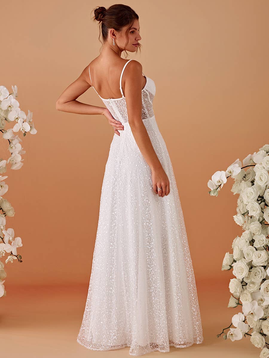 Ever-Pretty - Wholesale Dress - Women's - Spaghetti Straps Sweetheart Neckline Sequin Dresses6