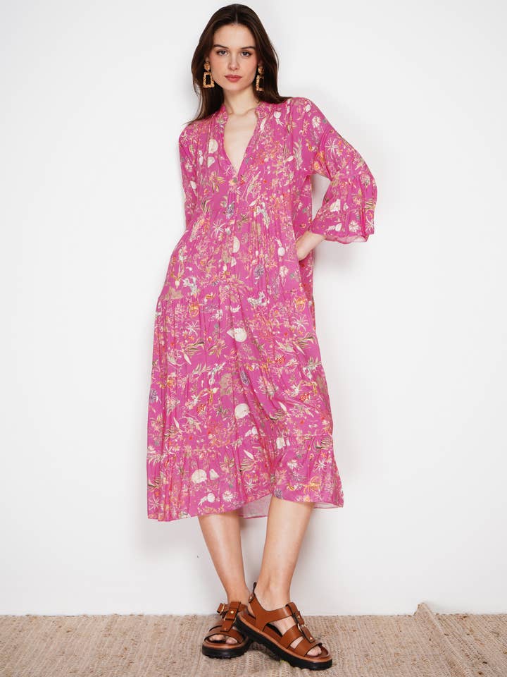 NOELINE - Wholesale Dress - Women's - Printed midi dress 10614V-01