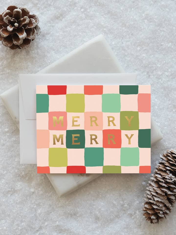 Merry Merry Checks Holiday Greeting Card for wholesale by Idlewild Co.