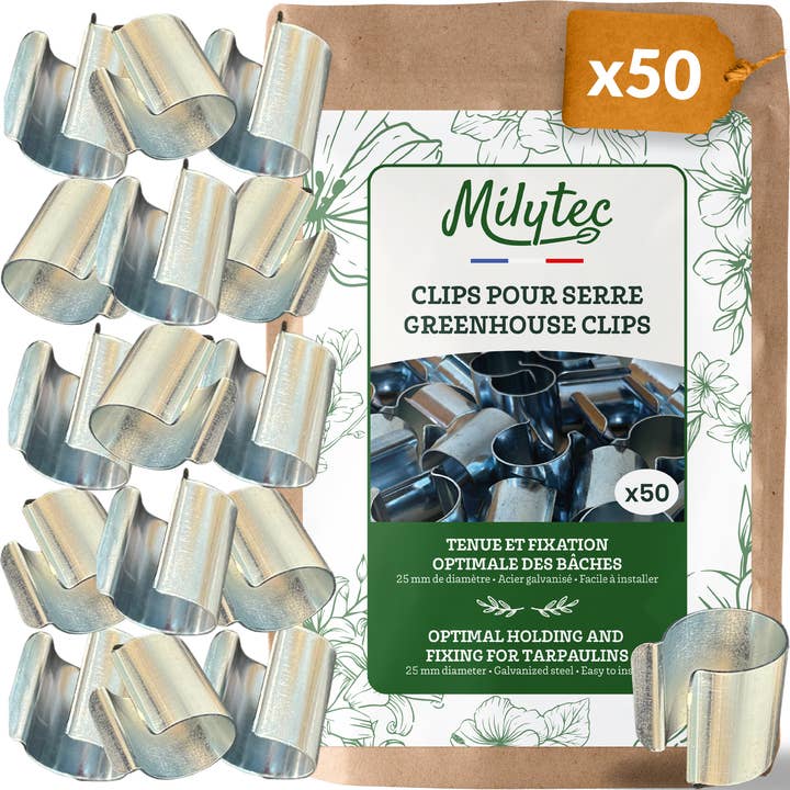 Pack of 50 greenhouse clips for wholesale by Virhea