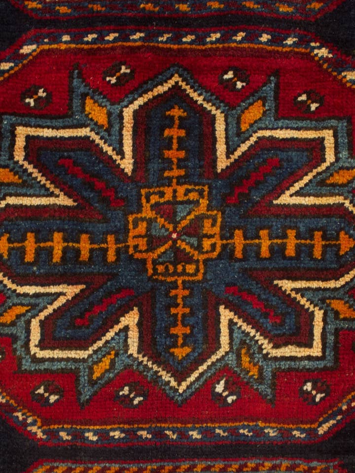 Semi Antique Jessan Blue/Red Runner, 4'3" x 8'6" for wholesale by Noori Rug