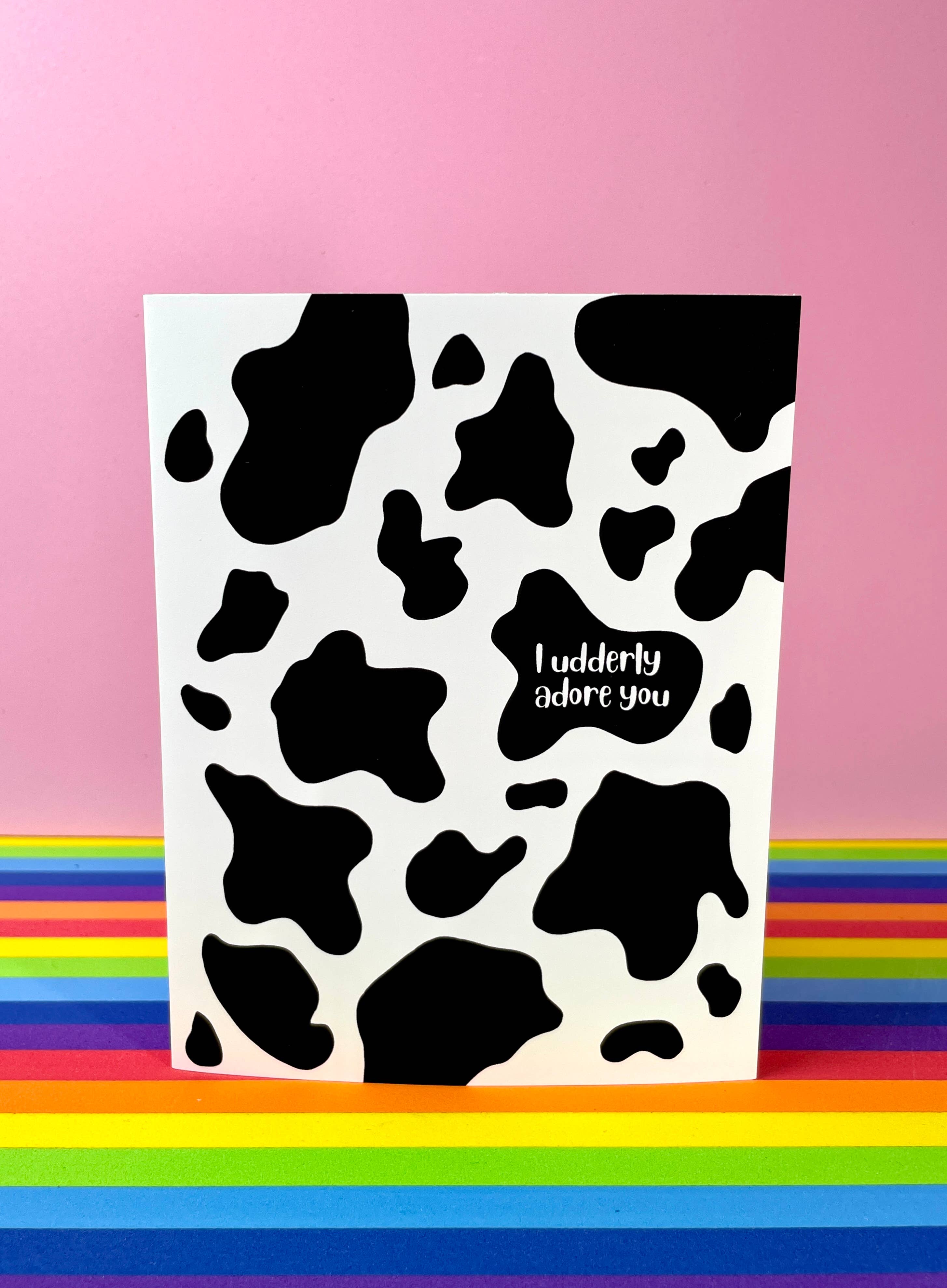 quirky burp illustrations - Wholesale Love Card - I Udderly Adore You Greeting Card5