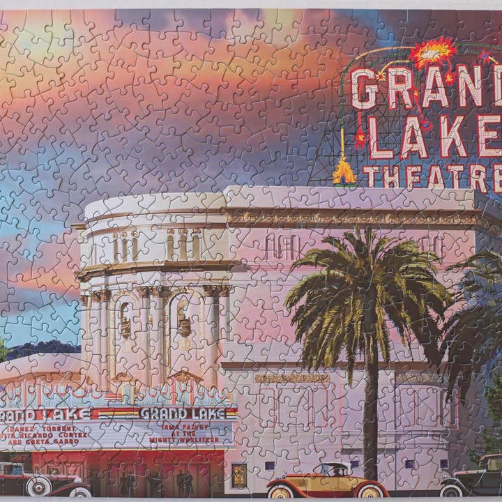 Oakland Puzzle Company - Wholesale Puzzle - Adult - Grand Lake Theatre 500-piece Puzzle art by Larry Hausen1