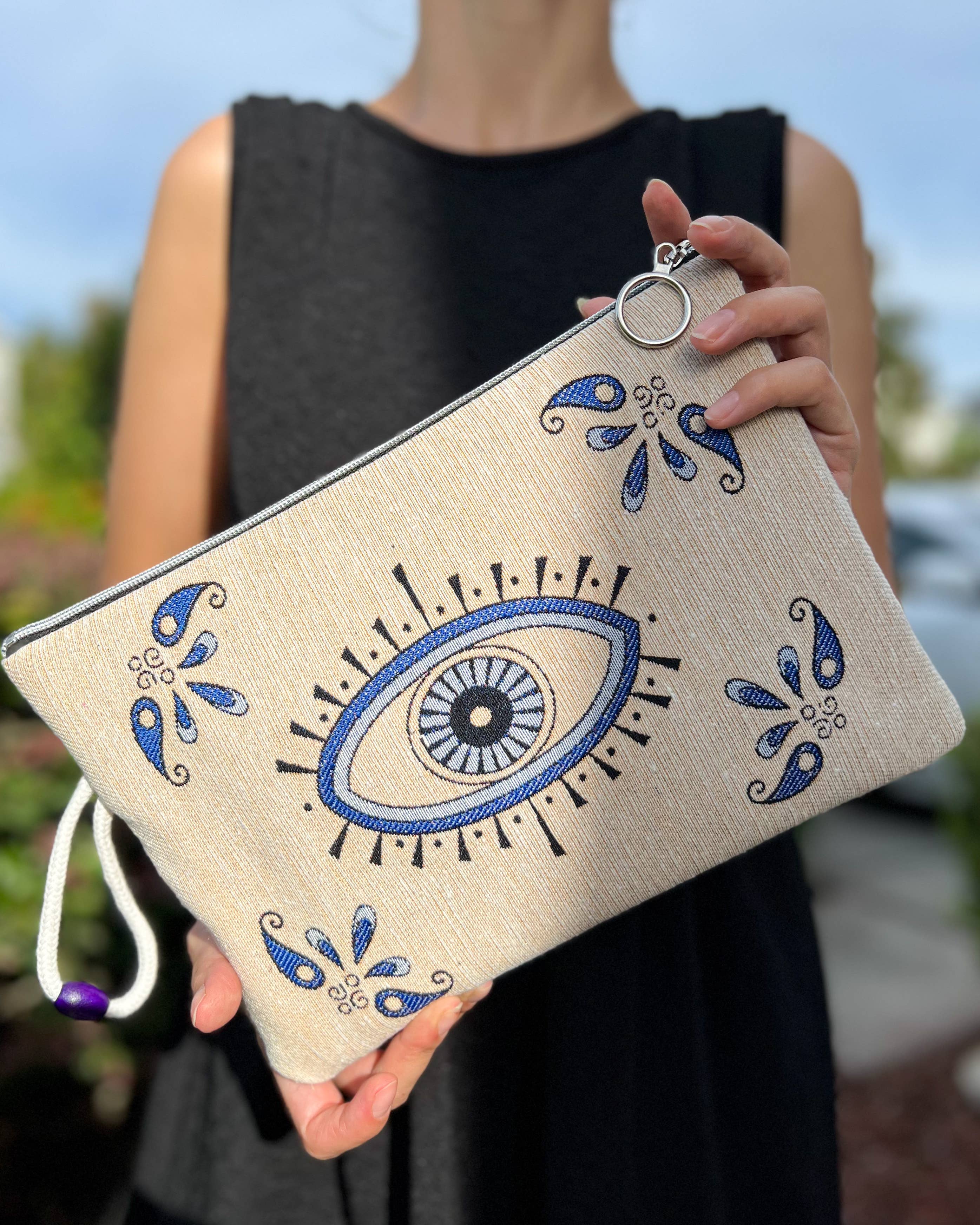 Umays Boho – wholesale Clutch bag – women's – Evil Eye Clutch with Wristlet, Boho iPad Sleeve6