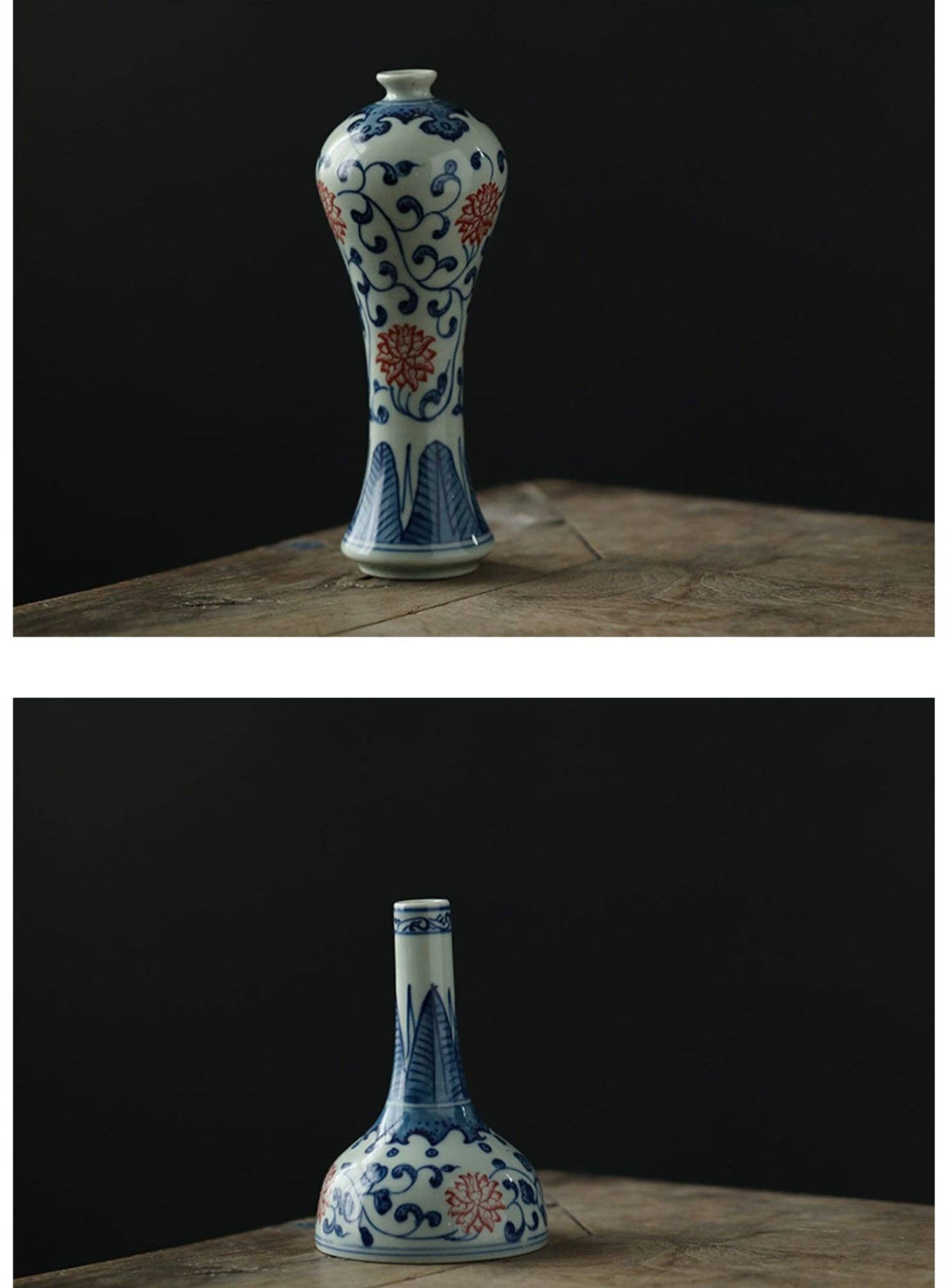 Gohobi （We cover U.S. import duties） - Wholesale Vase - Gohobi Hand-painted Blue and White Porcelain Vase (Red Flowers)31