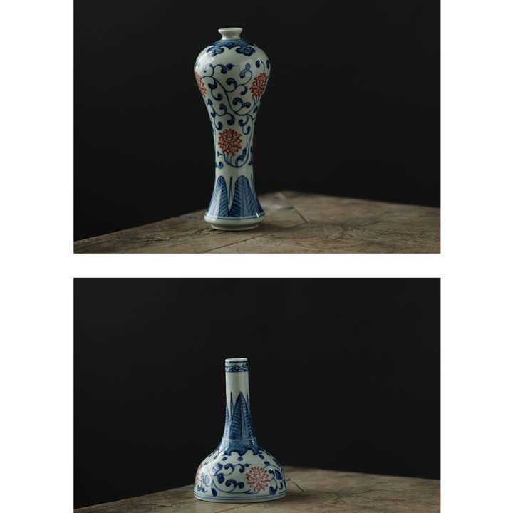 Gohobi (We cover U.S. import duties) - Wholesale Vase - Gohobi Hand-painted Blue and White Porcelain Vase (Red Flowers)31