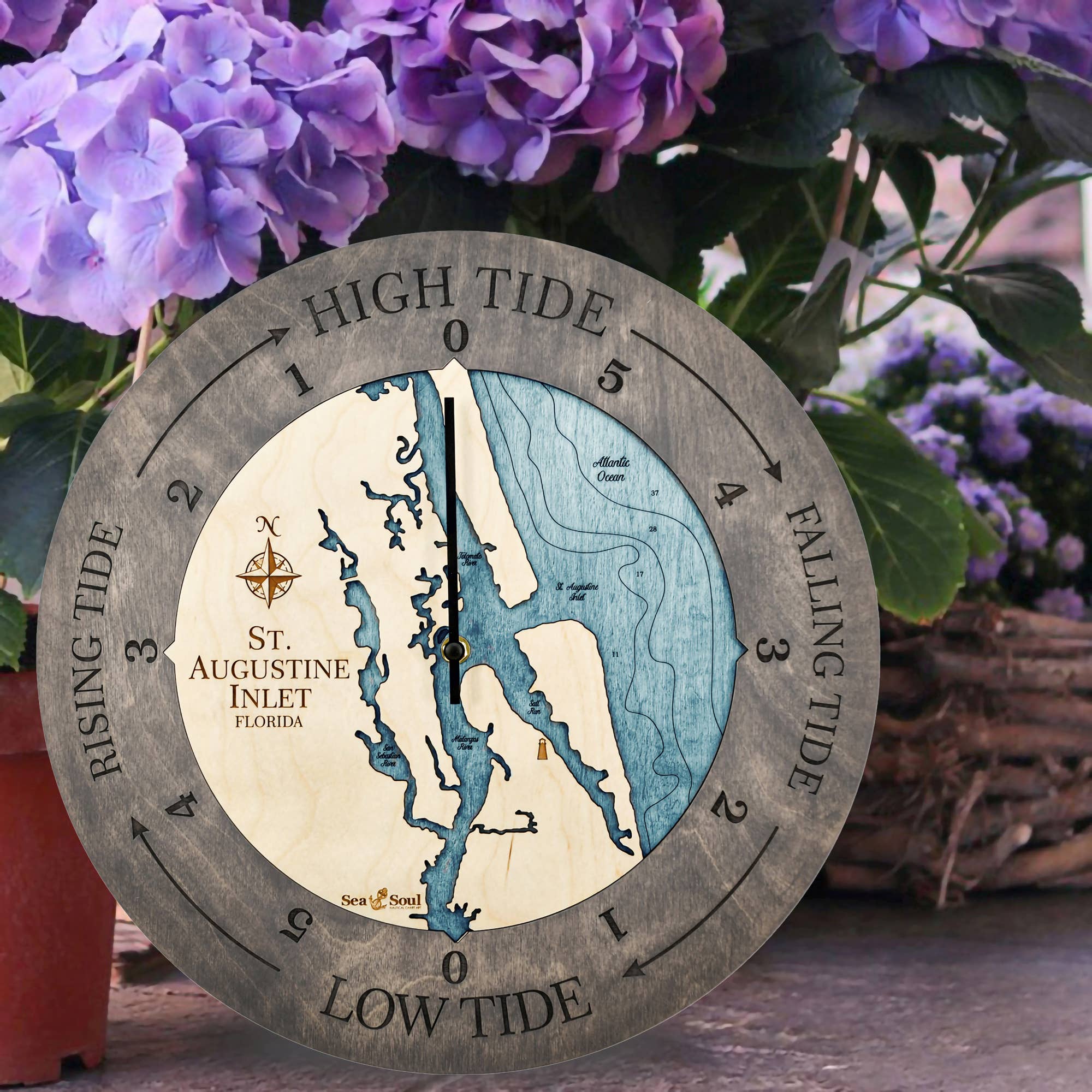 Sea & Soul Nautical Chart Art - Wholesale Wall Clock - Florida East Coast Nautical Chart Tide Clock-Many Locations7