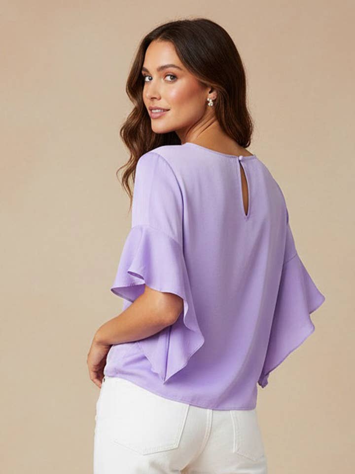 Bell Sleeve Round Neck Blouse for wholesale by Naked Zebra