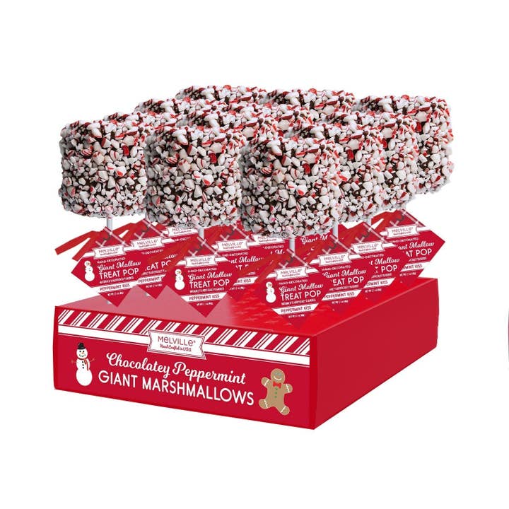 Melville Candy Company - Wholesale Chocolate Covered Sweets - Giant Marshmallow Pops - Peppermint Dark Chocolate