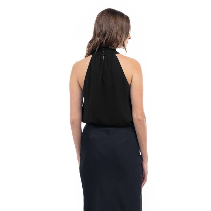 Naked Zebra Rack - Wholesale Tank Top - Women's - Halter Mock Neck Smocked Rounded Hem Top3