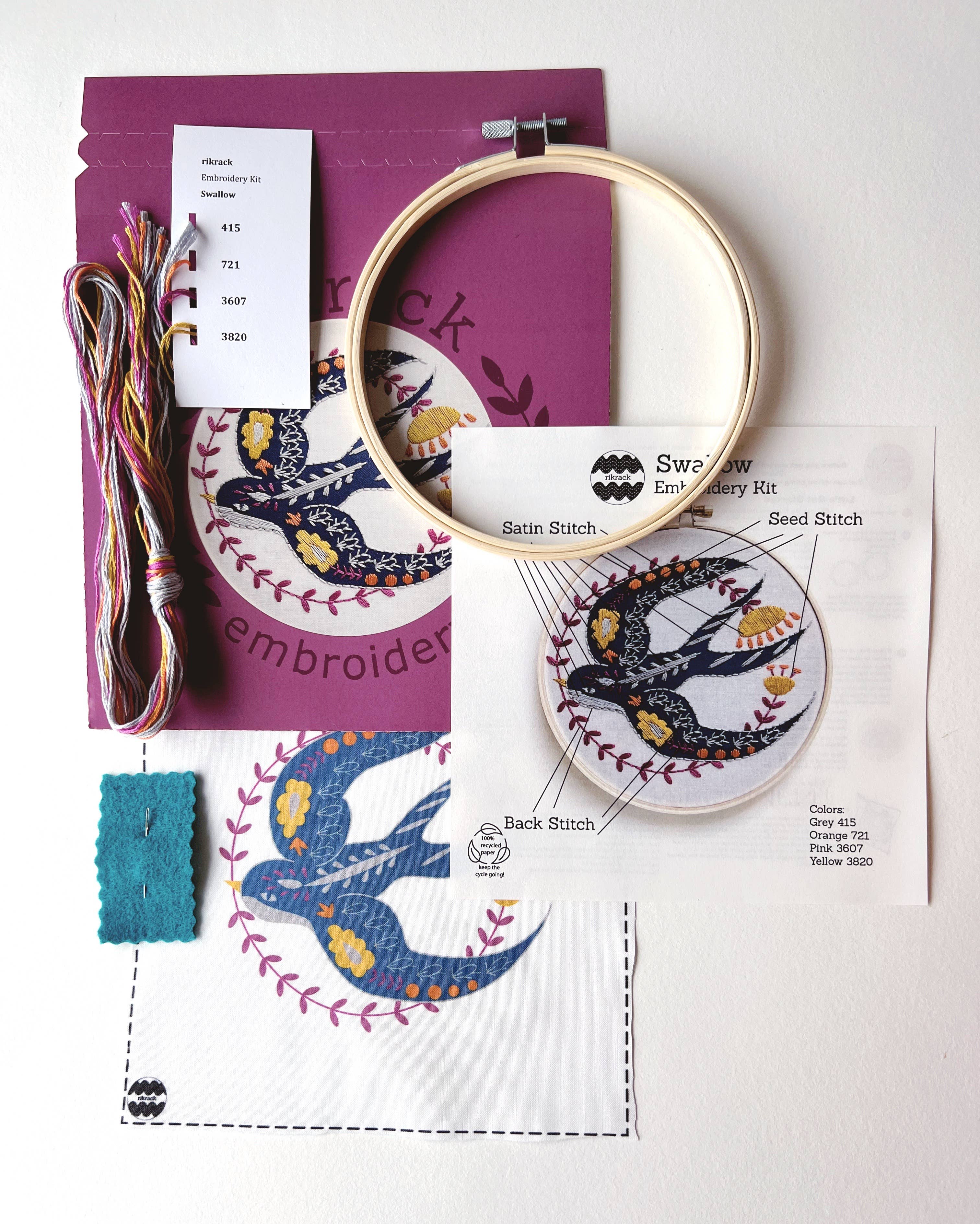 Rikrack - Wholesale Embroidery/Cross Stitch Supplies - Swallow Embroidery Kit6