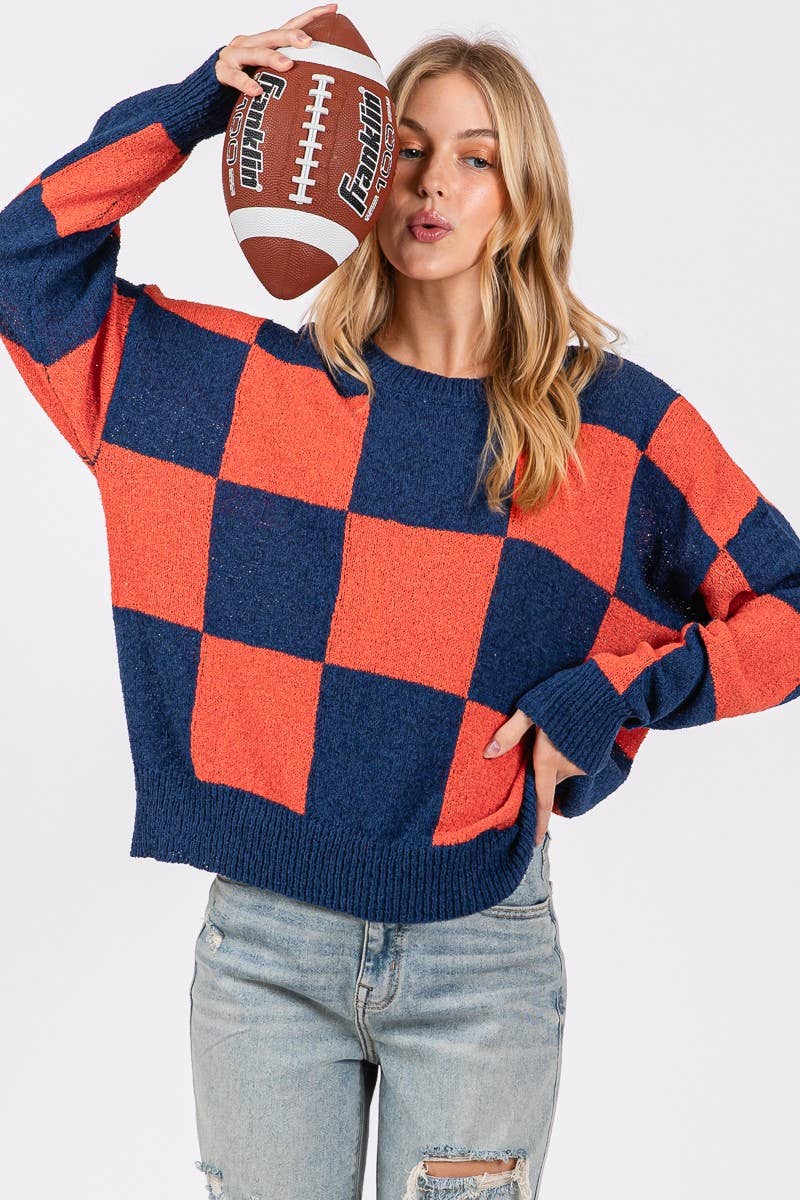 Sewn and Seen - Wholesale Knit Sweater - Women's - CHECKER SWEATER TOP 23