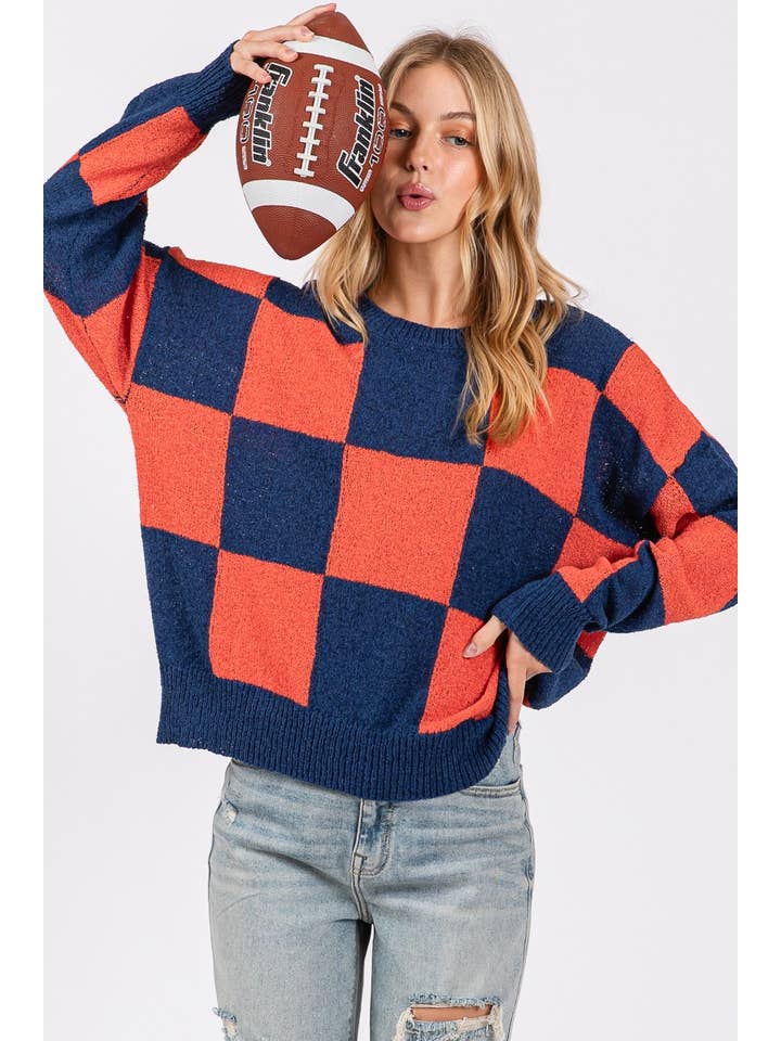 Sewn and Seen - Wholesale Knit Sweater - Women's - CHECKER SWEATER TOP 23