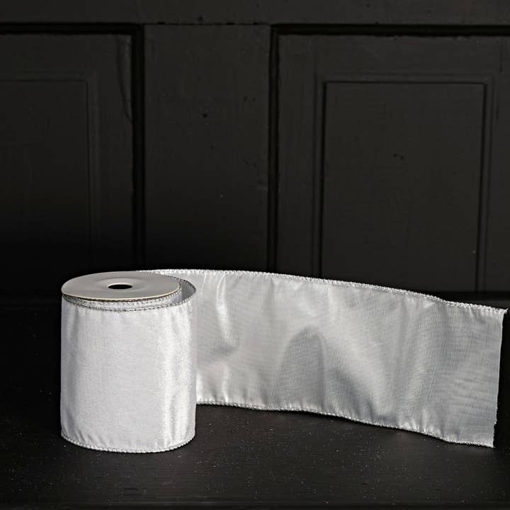 Holiday Depot Inc. - Wholesale Ribbon - Gift Wrapping - R32982-Wired Ribbon-Platinum Velvet w. Silver Back (4inW)1