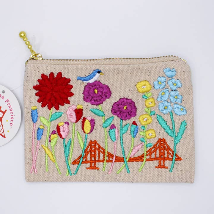 Monedero bordado con flores de San Francisco para venta al por mayor de Tomoko Maruyama