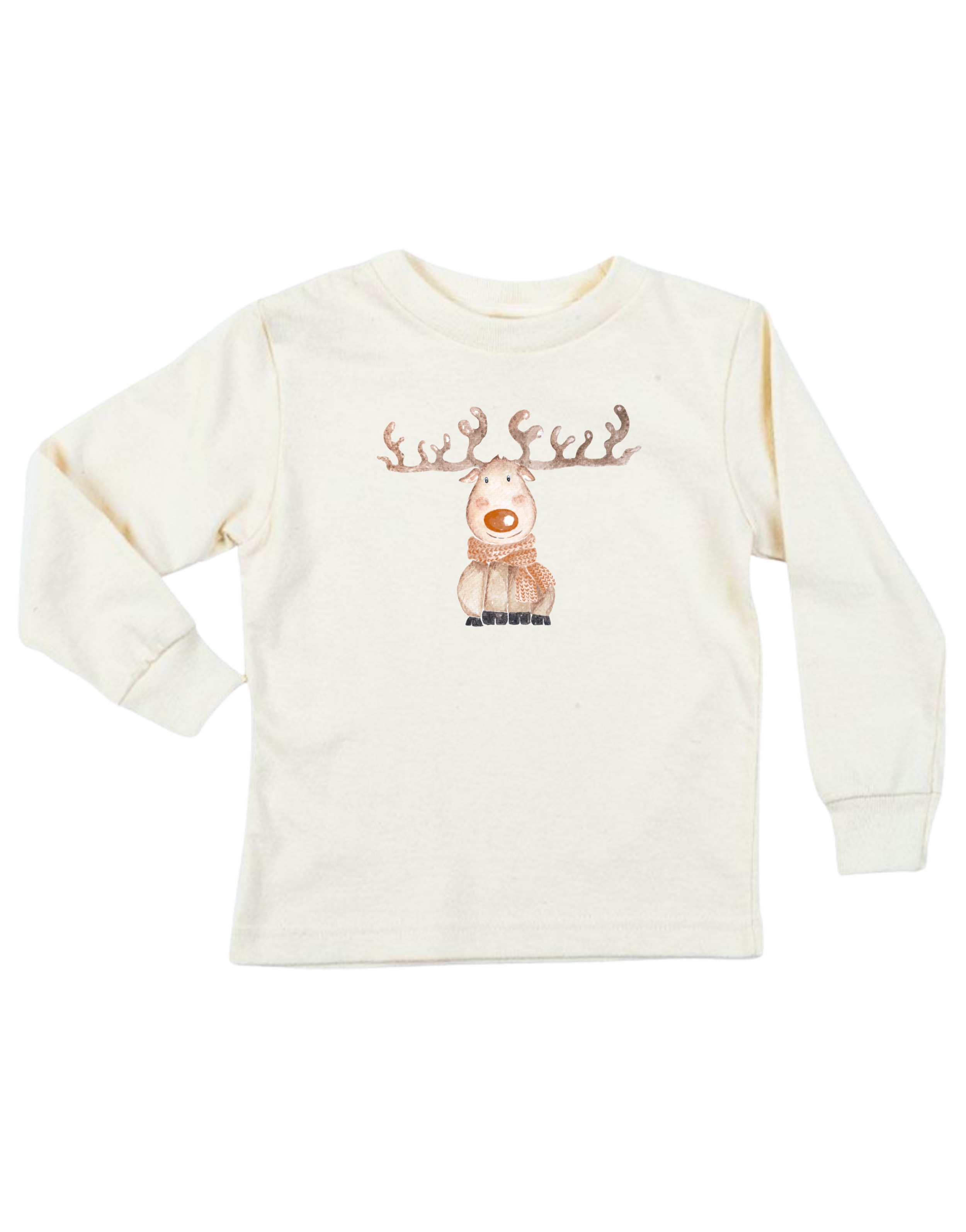 Tenth & Pine - Vente T-shirt sérigraphié – enfant - T-shirt Enfant Bio Renne à Manches Longues0