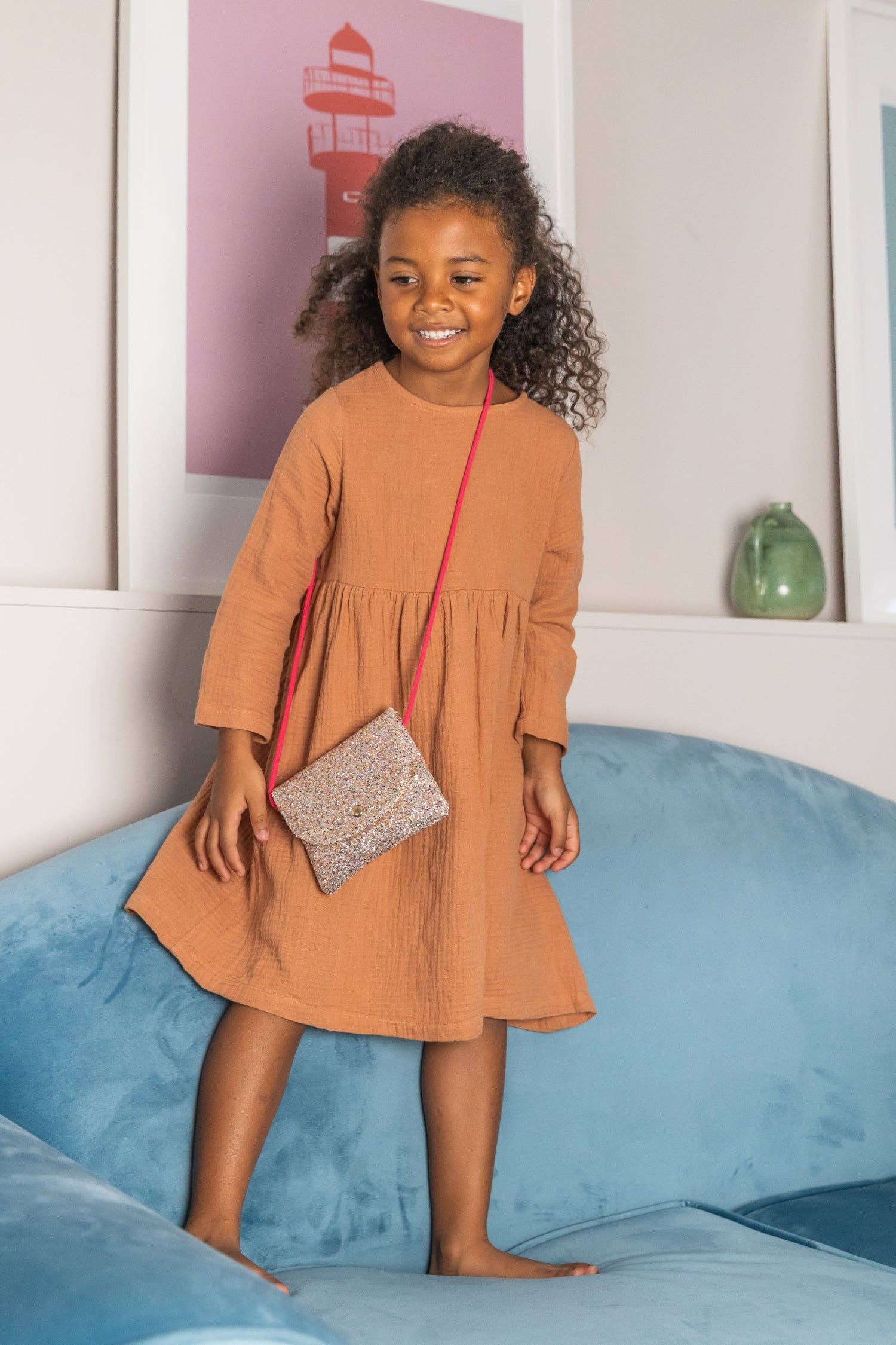 Luciole et Petit Pois - Wholesale Crossbody Bag - Kids - Handbag - Gold glitter2