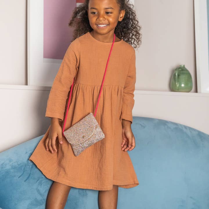 Luciole et Petit Pois - Wholesale Crossbody Bag - Kids - Handbag - Gold glitter2