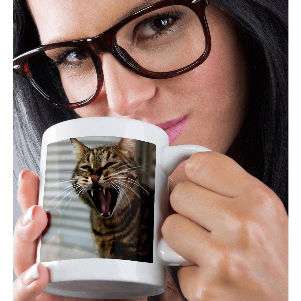 3dRose - Wholesale Coffee Mug - 3dRose, Tabby Cat Yawn Artistic Portrait is a beautiful cat yawning., Mug9