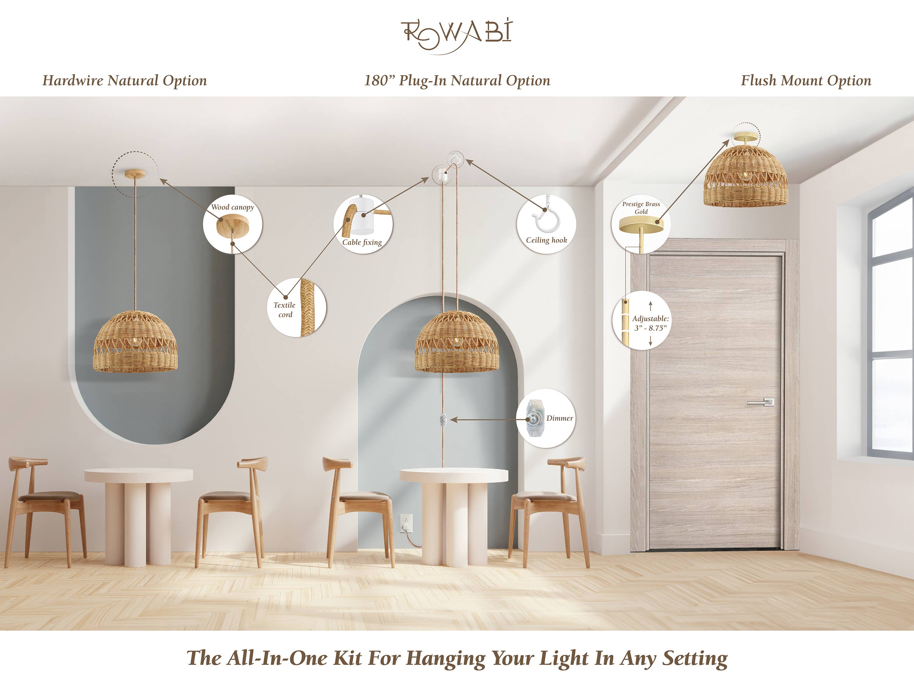 Rowabi - Wholesale Chandelier/Hanging Light - Radiant Rattan Pendant Light5