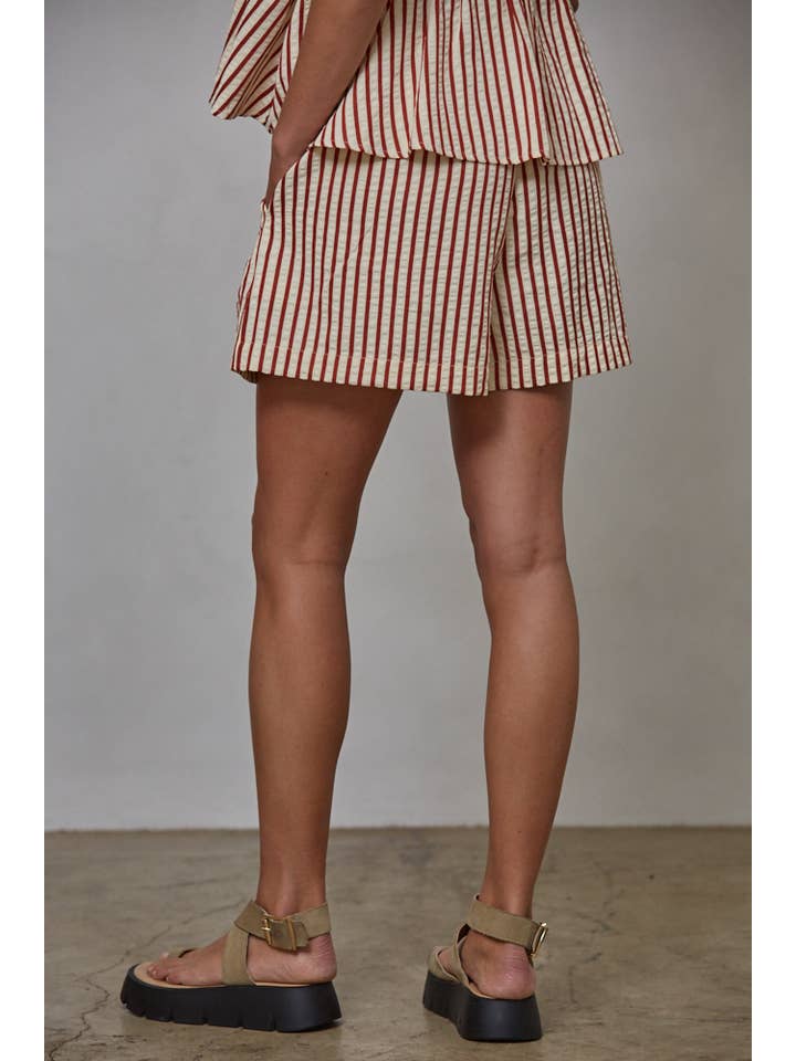 By Together - Wholesale Shorts - Women's - L8095 | Woven Polyester Viscose Cotton Striped Shorts 6