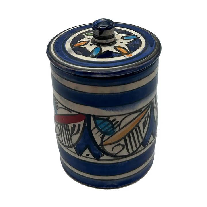 Ethnic Spice Container Safi Hand-Painted Ceramic #21 for wholesale by Etnico del Mondo
