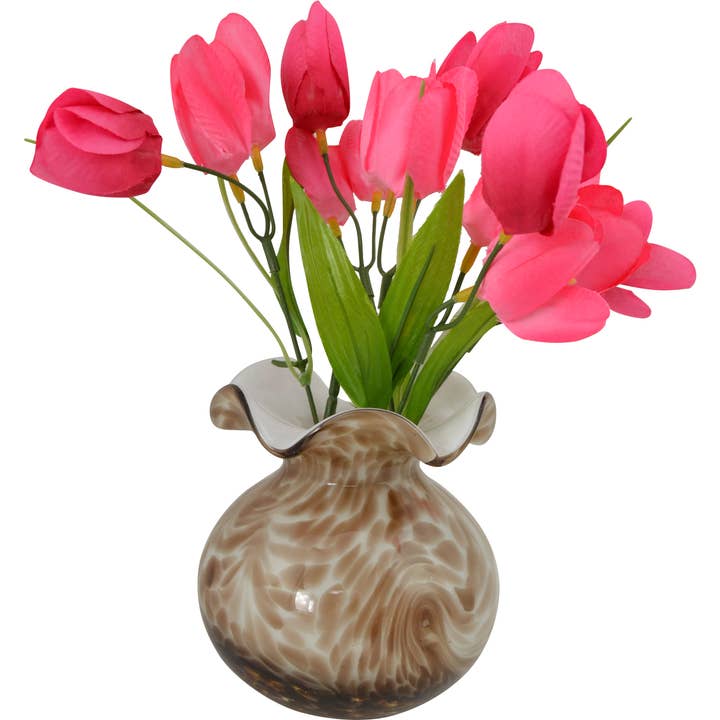 Three Star IM/EX Inc. - Wholesale Vase - 5X5 BROWN & WHITE GLASS VASE
