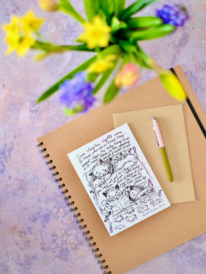 Carte chat illustrée Loadacat© Intellectual Cat pour la vente par Ruftyroohah