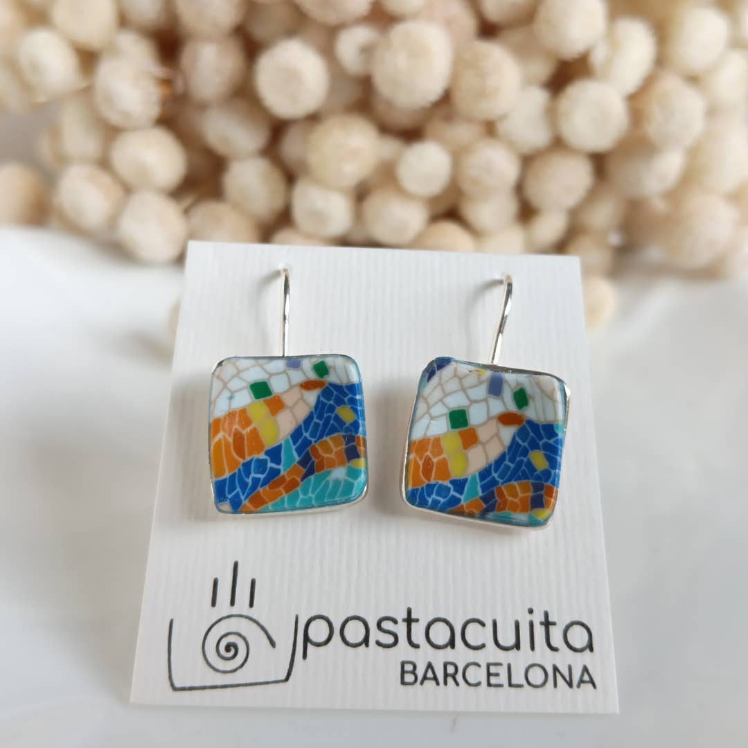 PASTACUITA - Wholesale Dangle Earrings - Modernist square hook earrings. Inspired by Gaudí.10