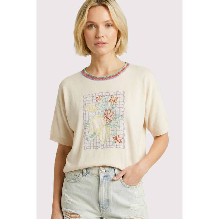 LEMON EMBROIDERED SWEATER for wholesale by STACCATO