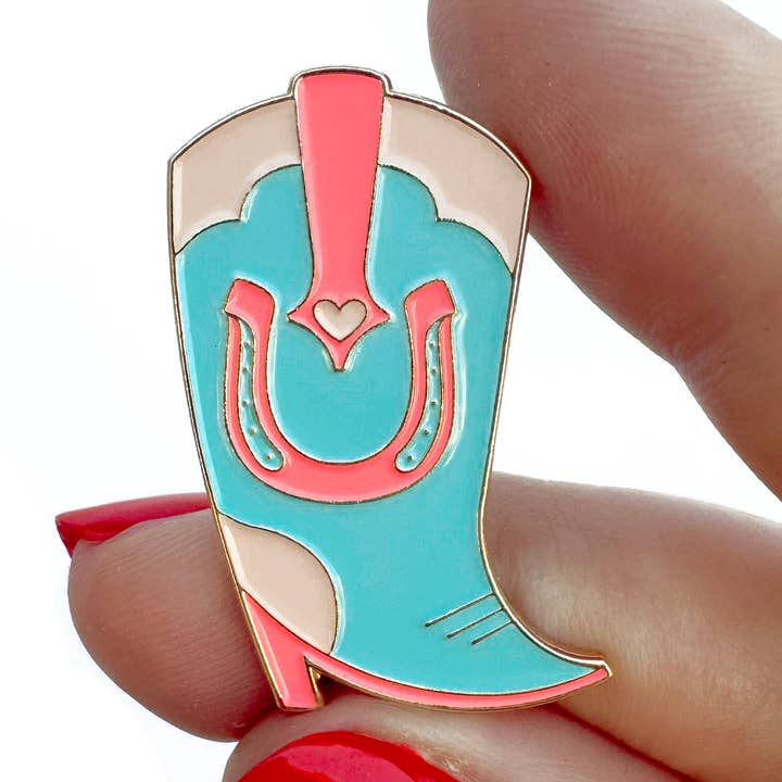 "Make Your Own Luck" Western Cowboy Boot Enamel Pin for wholesale by hey, alissandra