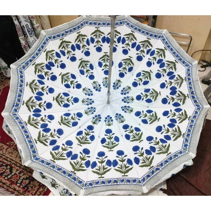 Bhawana Handicrafts - Wholesale Patio Umbrella - 5 Piece Lot, Garden Umbrella Indian Floral Patio Parasol