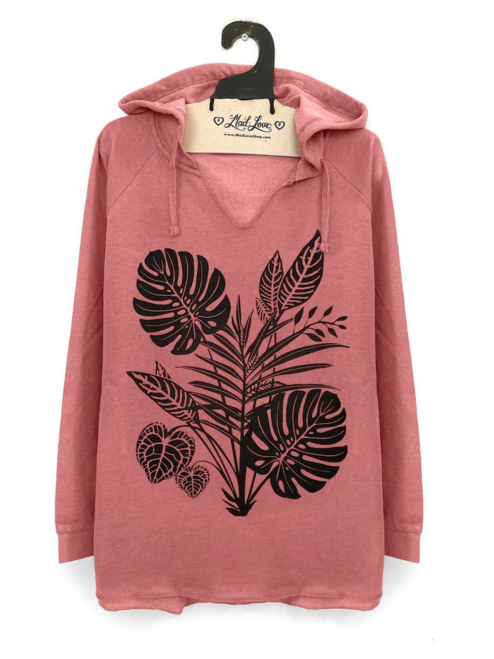 Mad Love Shop - Wholesale Hoodie - Women's - Dusty Rose Ladies Raglan Pullover Hood Flower Branch1