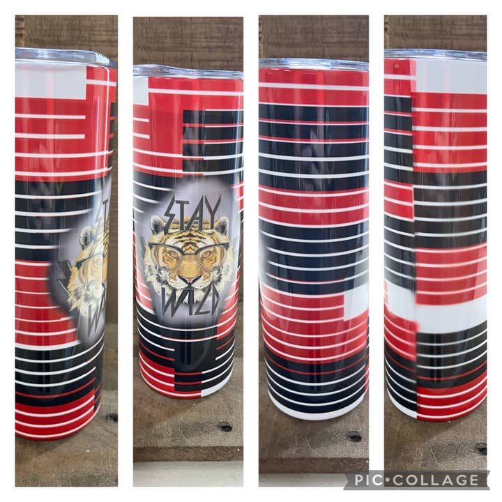 Gobelet sublimation 20 oz rouge et noir Stay Wild pour la vente par NYOG Side Hustle