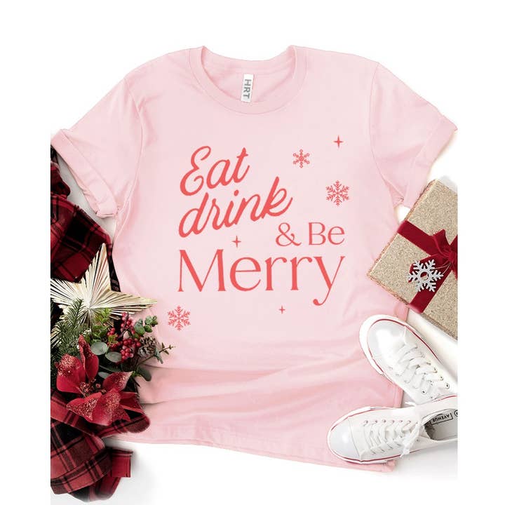 ESSEN TRINKEN UND FRÖHLICH SEIN GEWASCHENES GRAFIK-T-SHIRT für den Großhandel von HRTandLUV