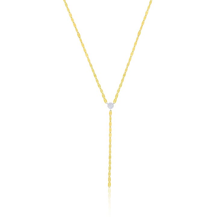 14kt Yellow Gold Diamond Lariat Necklace for wholesale by Meira T