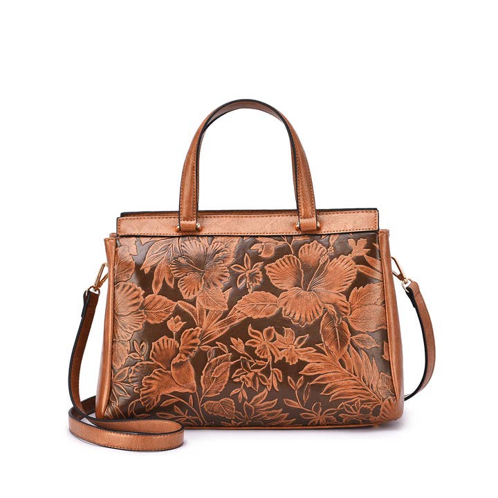 Mellow World – wholesale Satchel – Women's – Salome 3D Embossed Floral Satchel