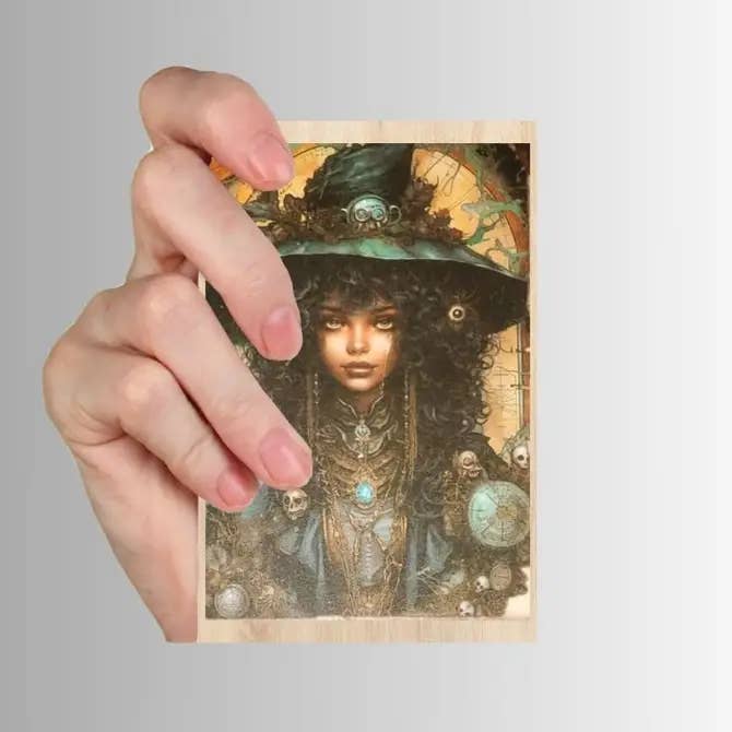 Slightly Askew Art - Wholesale Gallery Wall Set - Blue Witches - Set of 10 4" x 6" Decoupage Wood Wall Panels0