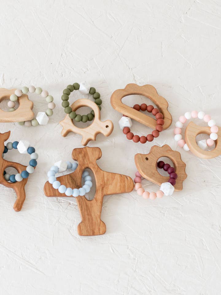 Wooden Teether with Silicone Ring for wholesale by My Little Songbird