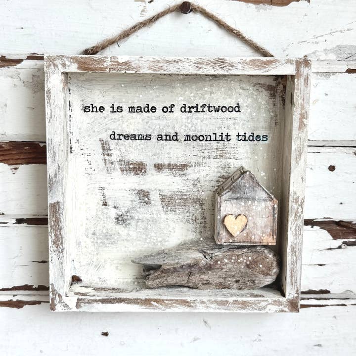 UnfiniSHEd - Wholesale Wall Sign - Driftwood House Coastal Decor Shadowbox Driftwood Dreams
