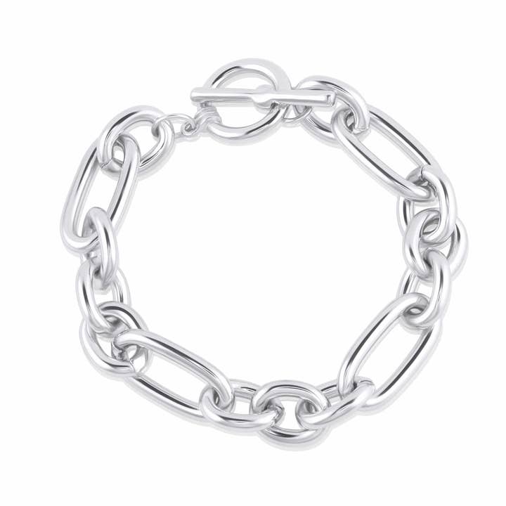 Maude Oval Links T-bar Statement Bracelet for wholesale by Big Metal London