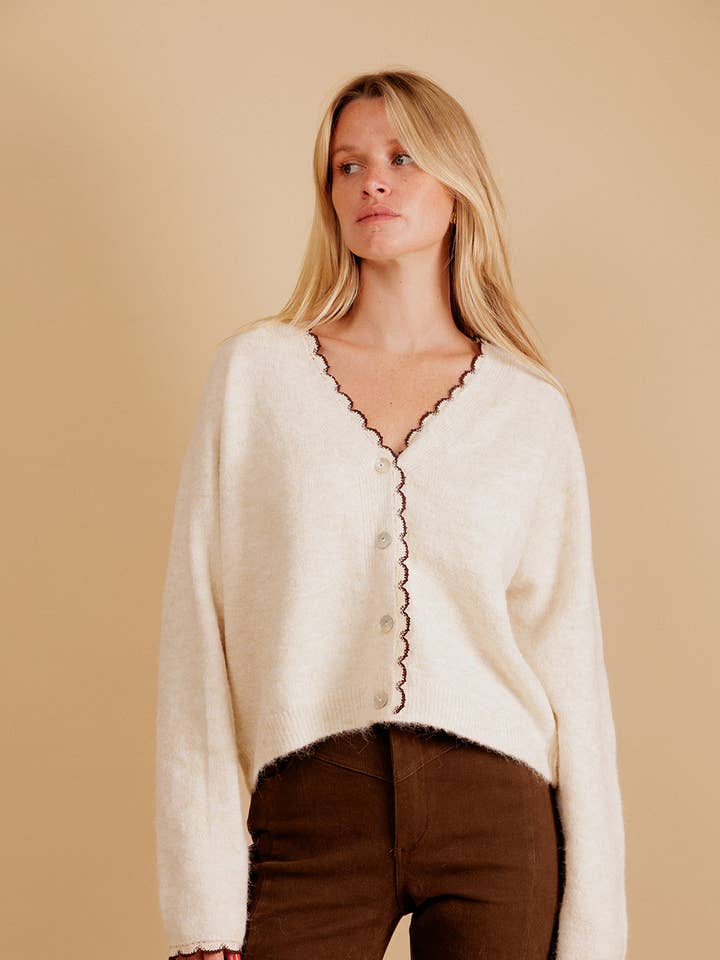 AURELIANE kofta i mjukt stickat material med V-ringning för wholesale av EMILIE K